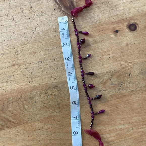 Avon Vintage Purple Burgundy Beaded Choker Statement Ribbon Necklace | NIB N12 - Picture 10 of 14